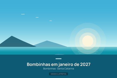 Ilustração representando Bombinhas em janeiro de 2027. Fotografia real pendente.